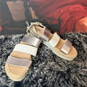 Stylish Women's Silver and White Sandals